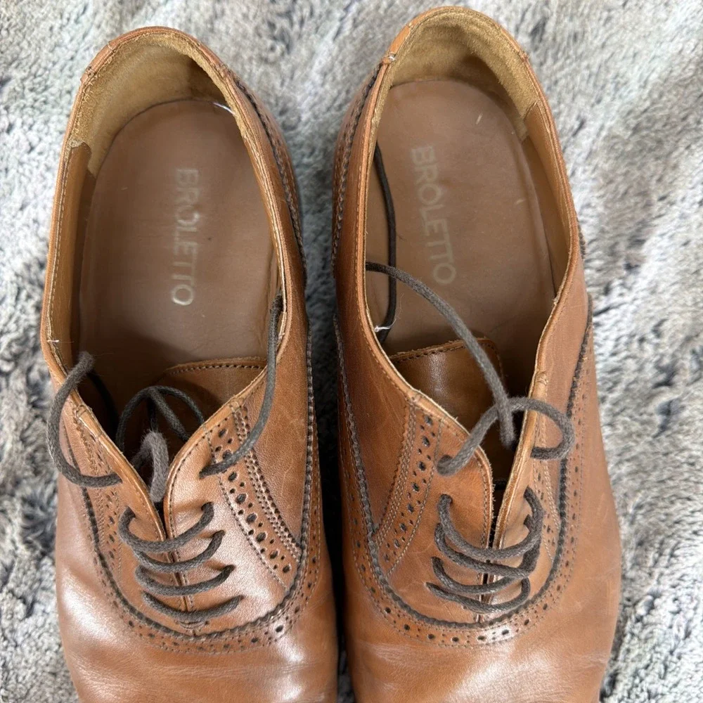 Broletto Bartolomeo Italy Mens Wingtip Oxford Brown Leather Dress Shoes 11 M